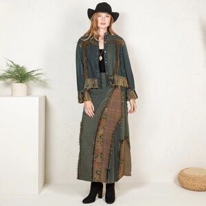 Young Threads Western Boho Patch Pocket Crop Denim Jacket